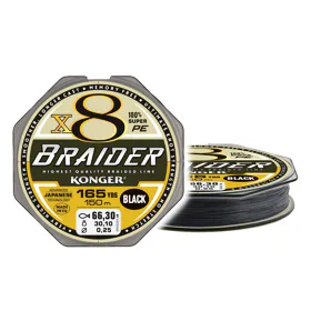 Konger Splétaná šňůra Braider X8 Black 0,10mm, 150m