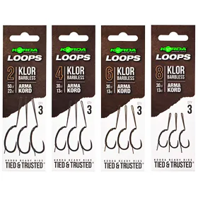 Korda Návazec Loop Rigs Klor Barbless 30lb, 3ks