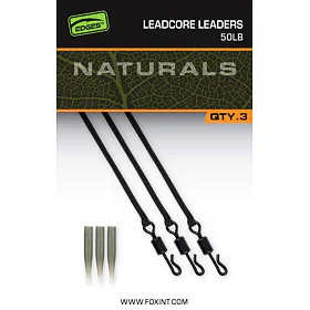 Fox Montáž Edges Naturals Leadcore Leaders 50lb, 3ks