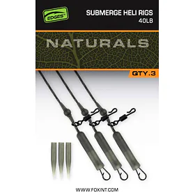 Fox Montáž Edges Naturals Submerge Heli Rig Leaders 40lb, 3ks