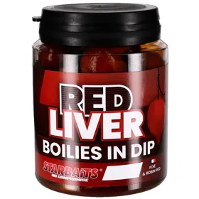Starbaits Boilies in Dip Red Liver 150g