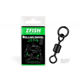 Zfish Obratlík Rolling Swivel with Ring Black Matt vel.8/26kg, 10ks