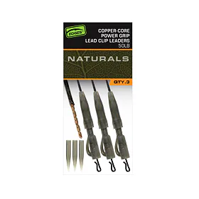 Fox Montáž Edges Naturals Copper Core Grip Lead Clip Leaders 50lb, 3ks
