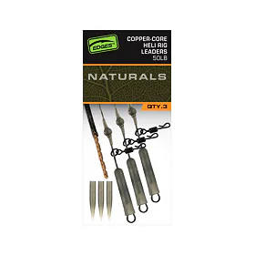 Fox Montáž Edges Naturals Copper Core Heli Rig Leaders 50lb, 3ks