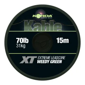Korda Olověná šňůra Kable XT Extreme Leadcore 70lb, 15m Green
