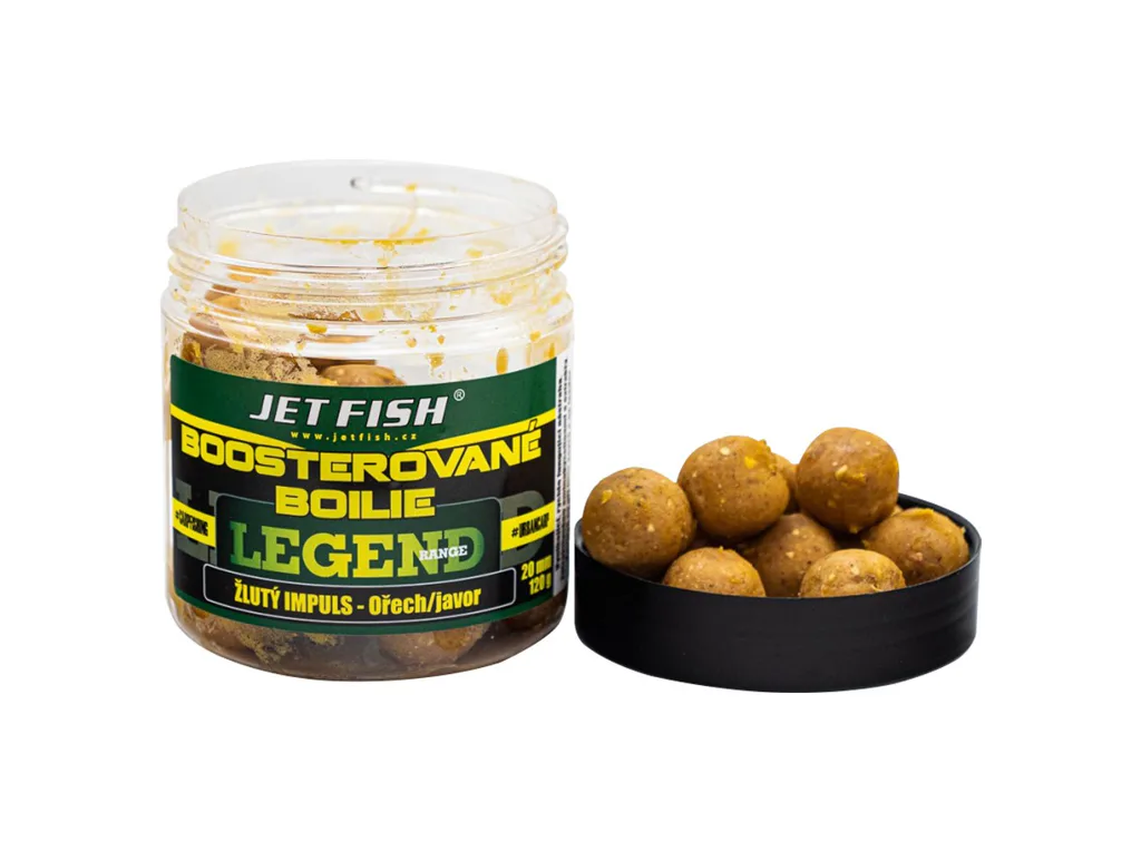 Jet&#x20;Fish&#x20;Legend&#x20;Range&#x20;Boosterovan&#x00E9;&#x20;boilie&#x20;-&#x20;&#x017D;lut&#x00FD;&#x20;impuls&#x20;o&#x0159;ech&#x2F;javor&#x20;20mm,&#x20;250ml