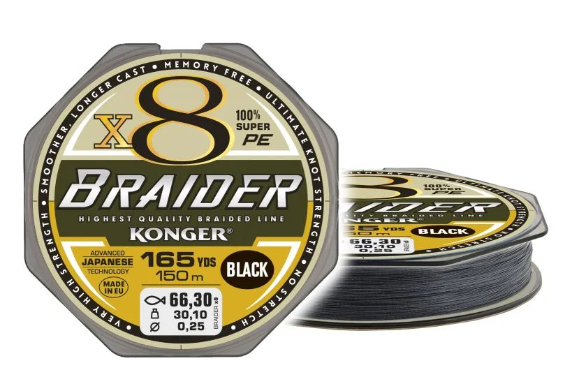 Konger&#x20;Spl&#x00E9;tan&#x00E1;&#x20;&#x0161;&#x0148;&#x016F;ra&#x20;Braider&#x20;X8&#x20;Black&#x20;0,10mm,&#x20;150m