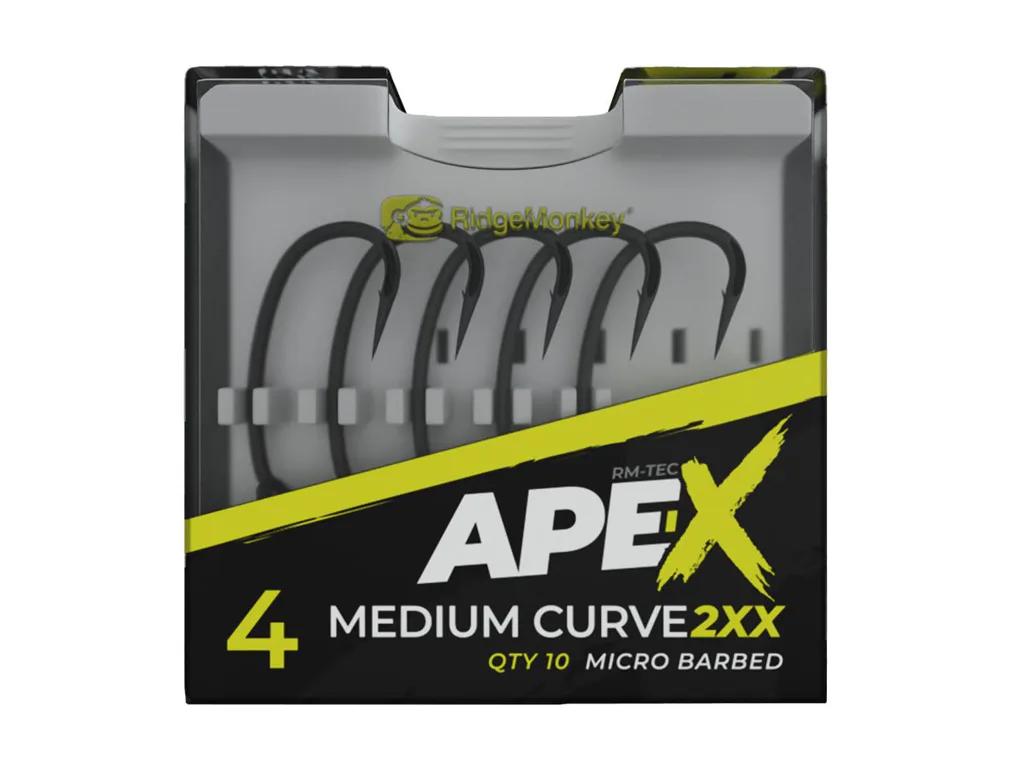 RidgeMonkey&#x20;H&#x00E1;&#x010D;ky&#x20;Ape-X&#x20;Medium&#x20;Curve&#x20;2XX&#x20;Barbed&#x20;10ks