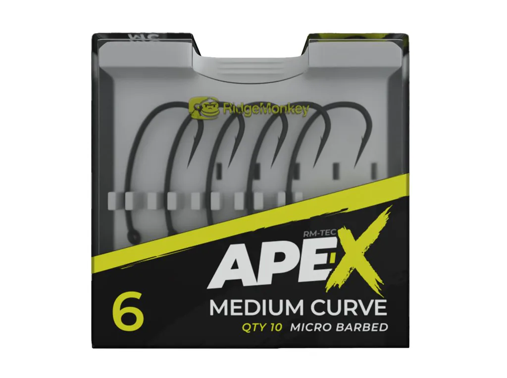 RidgeMonkey&#x20;H&#x00E1;&#x010D;ky&#x20;Ape-X&#x20;Medium&#x20;Curve&#x20;Barbed&#x20;10ks