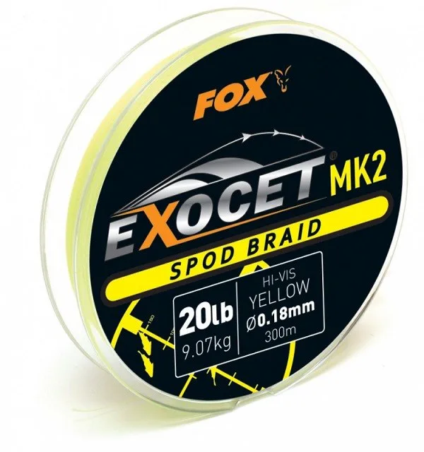 Fox&#x20;&#x0160;&#x0148;&#x016F;ra&#x20;Exocet&#x20;MK2&#x20;Spod&#x20;Braid&#x20;0,18mm,&#x20;20lb,&#x20;300m,&#x20;Yellow
