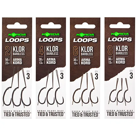 Korda&#x20;N&#x00E1;vazec&#x20;Loop&#x20;Rigs&#x20;Klor&#x20;Barbless&#x20;30lb,&#x20;3ks