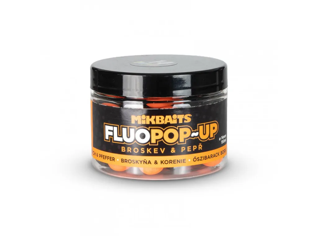 Mikbaits&#x20;Plovouc&#x00ED;&#x20;fluo&#x20;boilie&#x20;-&#x20;broskev&#x20;a&#x20;pep&#x0159;&#x20;150ml