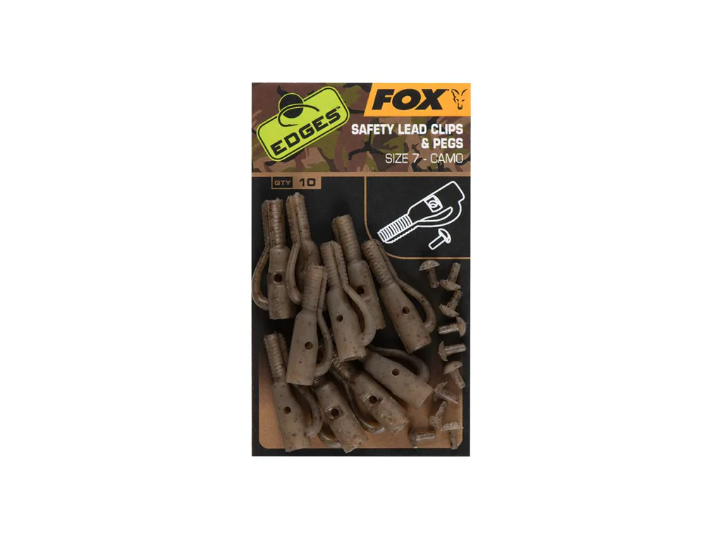 Fox&#x20;Z&#x00E1;v&#x011B;sky&#x20;Edges&#x20;Camo&#x20;Safety&#x20;Lead&#x20;Clips&#x20;&amp;&#x20;Pegs&#x20;vel.&#x20;7,&#x20;10ks