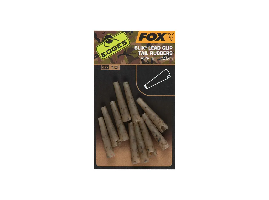 Fox&#x20;P&#x0159;evleky&#x20;Edges&#x20;Camo&#x20;Slik&#x20;Lead&#x20;Clip&#x20;Tail&#x20;Rubbers&#x20;vel.&#x20;10,&#x20;10ks