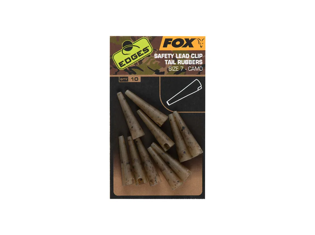 Fox&#x20;P&#x0159;evleky&#x20;Edges&#x20;Camo&#x20;Safety&#x20;Lead&#x20;Clip&#x20;Tail&#x20;Rubbers&#x20;vel.&#x20;7,&#x20;10ks