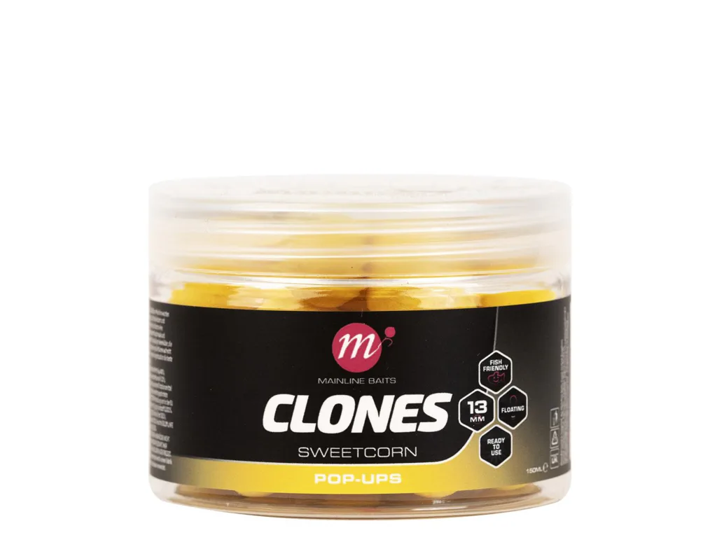 Mainline&#x20;Plovouc&#x00ED;&#x20;Boilies&#x20;Clones&#x20;Pop&#x20;Ups&#x20;-&#x20;Sweetcorn&#x20;13mm,&#x20;150ml