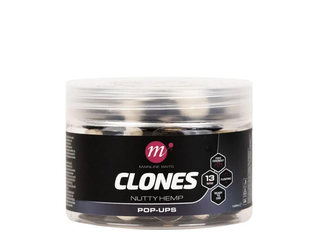 Mainline&#x20;Plovouc&#x00ED;&#x20;Boilies&#x20;Clones&#x20;Pop&#x20;Ups&#x20;-&#x20;Hemp&#x20;13mm,&#x20;150ml