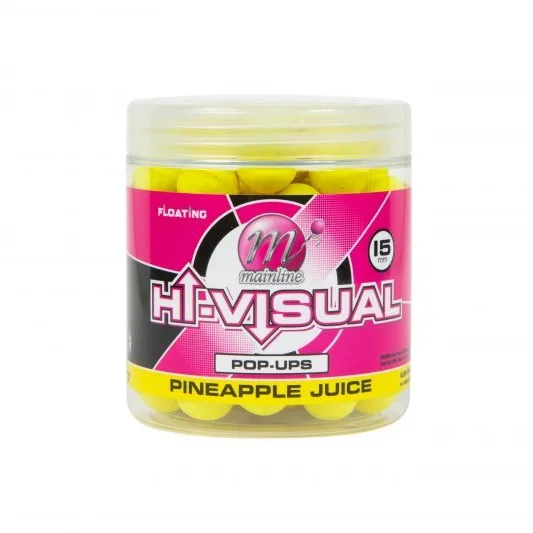 Mainline&#x20;Plovouc&#x00ED;&#x20;boilie&#x20;Hi-Visual&#x20;Pop-ups&#x20;-&#x20;Pineapple&#x20;Juice&#x20;15mm,&#x20;250ml