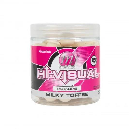 Mainline&#x20;Plovouc&#x00ED;&#x20;boilie&#x20;Hi-Visual&#x20;Pop-ups&#x20;-&#x20;Milky&#x20;Toffee&#x20;15mm,&#x20;250ml