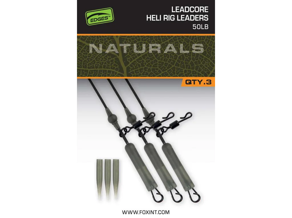 Fox&#x20;Mont&#x00E1;&#x017E;&#x20;Edges&#x20;Naturals&#x20;Leadcore&#x20;Heli&#x20;Rig&#x20;Leaders&#x20;50lb,&#x20;3ks
