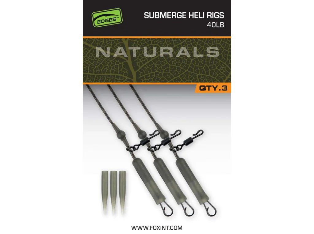 Fox&#x20;Mont&#x00E1;&#x017E;&#x20;Edges&#x20;Naturals&#x20;Submerge&#x20;Heli&#x20;Rig&#x20;Leaders&#x20;40lb,&#x20;3ks