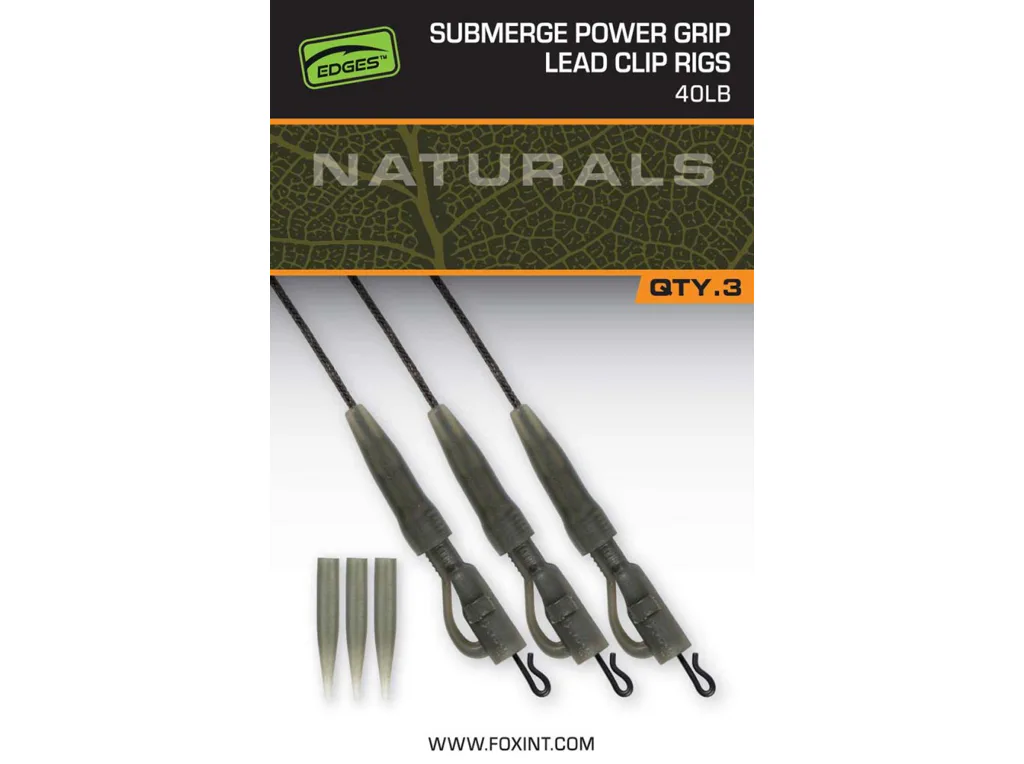 Fox&#x20;Mont&#x00E1;&#x017E;&#x20;Edges&#x20;Naturals&#x20;Submerge&#x20;Power&#x20;Grip&#x20;Lead&#x20;Clip&#x20;Leaders&#x20;40lb,&#x20;3ks