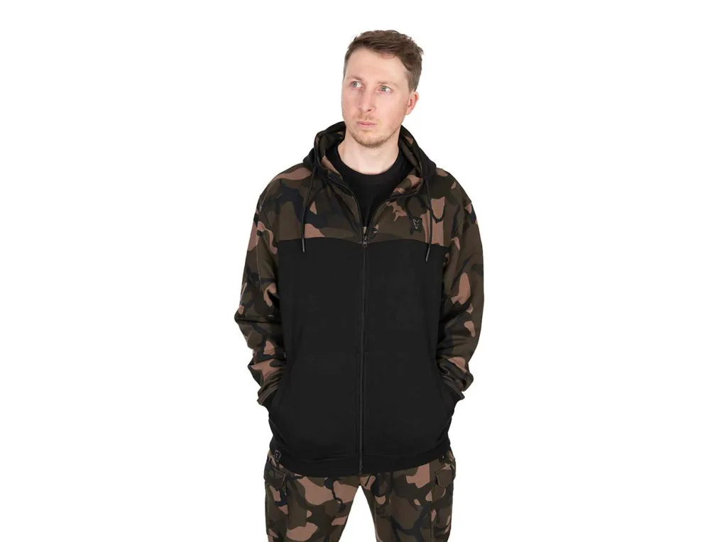 Fox&#x20;Mikina&#x20;LW&#x20;Black&#x20;&#x2F;&#x20;Camo&#x20;Split&#x20;Zip&#x20;Hoody