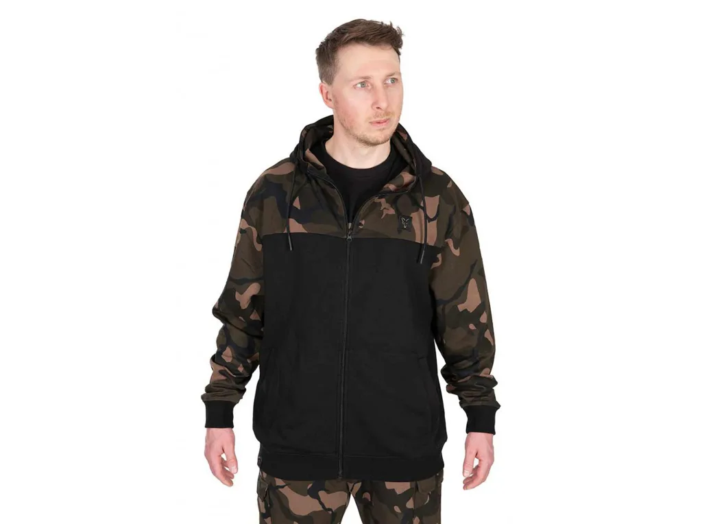 Fox Mikina LW Black / Camo Split Zip Hoody