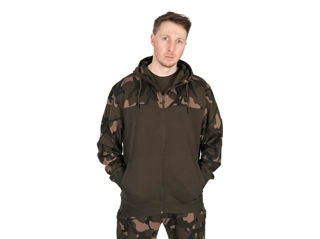Fox&#x20;Mikina&#x20;LW&#x20;Khaki&#x20;&#x2F;&#x20;Camo&#x20;Split&#x20;Zip&#x20;Hoody