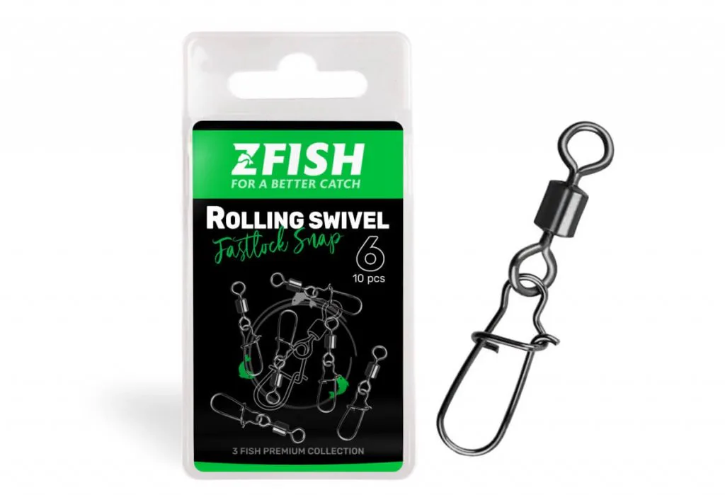 Zfish&#x20;Obratl&#x00ED;ky&#x20;s&#x20;karabinou&#x20;Rolling&#x20;Swivel&#x20;&amp;&#x20;Fastlock&#x20;Snap&#x20;10ks