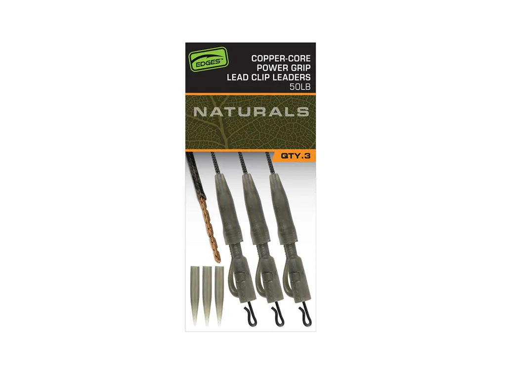 Fox&#x20;Mont&#x00E1;&#x017E;&#x20;Edges&#x20;Naturals&#x20;Copper&#x20;Core&#x20;Grip&#x20;Lead&#x20;Clip&#x20;Leaders&#x20;50lb,&#x20;3ks