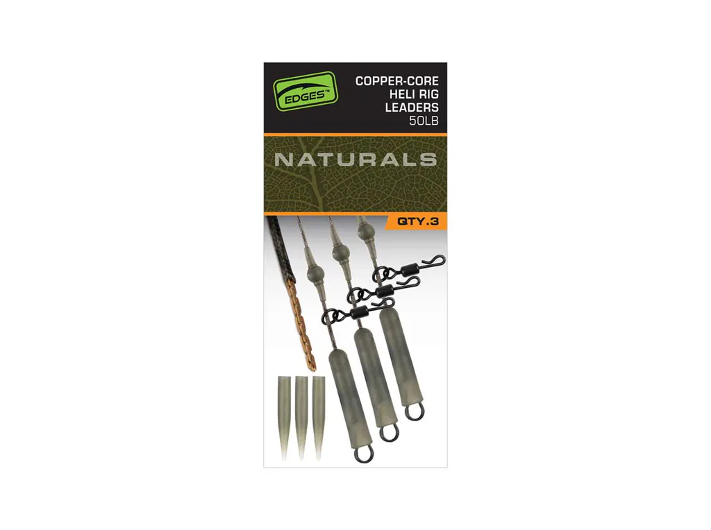 Fox&#x20;Mont&#x00E1;&#x017E;&#x20;Edges&#x20;Naturals&#x20;Copper&#x20;Core&#x20;Heli&#x20;Rig&#x20;Leaders&#x20;50lb,&#x20;3ks