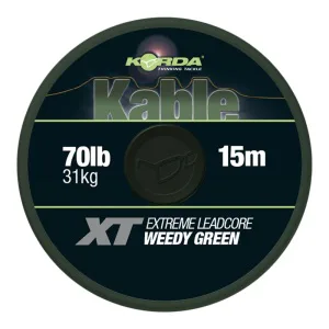 Korda Olověná šňůra Kable XT Extreme Leadcore 70lb, 15m Green