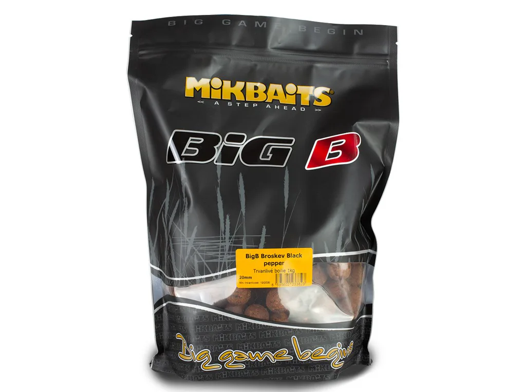 Mikbaits&#x20;Boilie&#x20;BigB&#x20;Broskev&#x20;Black&#x20;Pepper&#x20;1kg