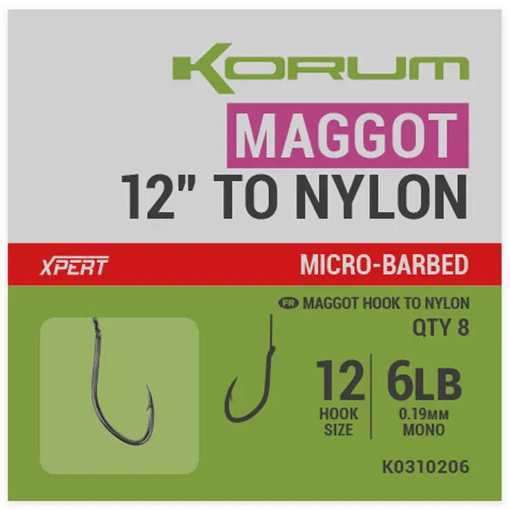 Korum&#x20;N&#x00E1;vazec&#x20;Xpert&#x20;Maggot&#x20;Barbed&#x20;To&#x20;Nylon&#x20;8ks