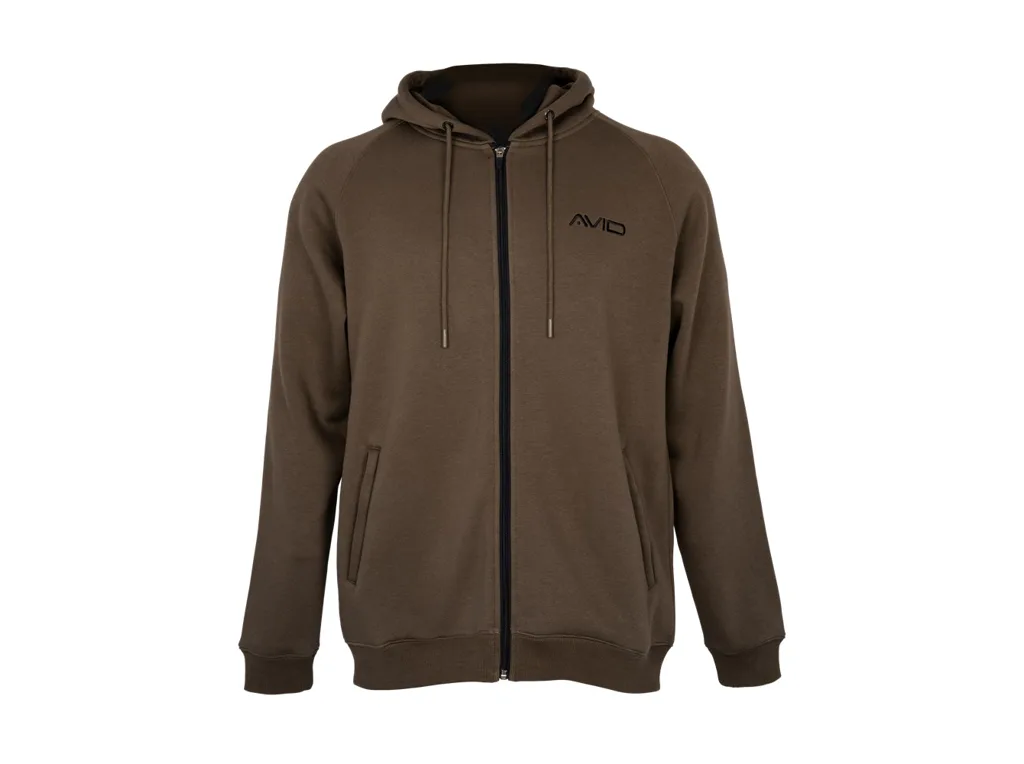 Avid Carp Mikina Compound Zip Hoodie Brown