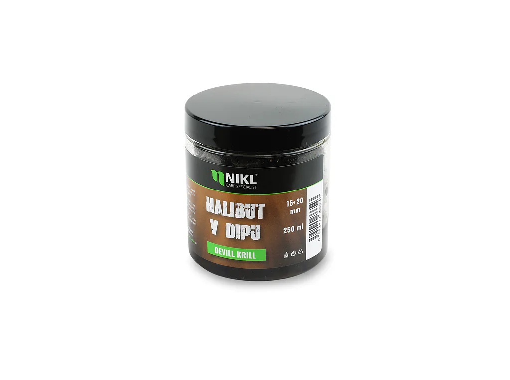 Nikl&#x20;Black&#x20;halibut&#x20;pelety&#x20;v&#x20;dipu&#x20;Devill&#x20;Krill&#x20;15&#x2B;20mm,&#x20;250ml