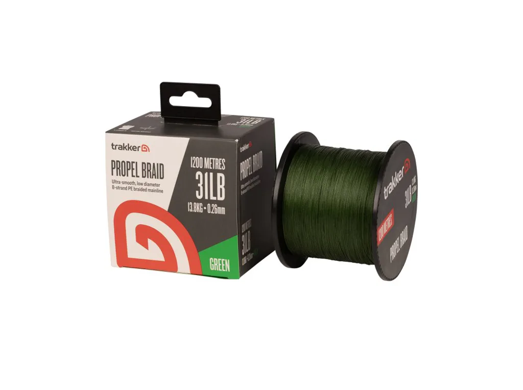 Trakker&#x20;Kmenov&#x00E1;&#x20;pleten&#x00E1;&#x20;&#x0161;&#x0148;&#x016F;ra&#x20;Propel&#x20;Braid&#x20;31lb,&#x20;13.8kg,&#x20;0,26mm,&#x20;1200m,&#x20;Green