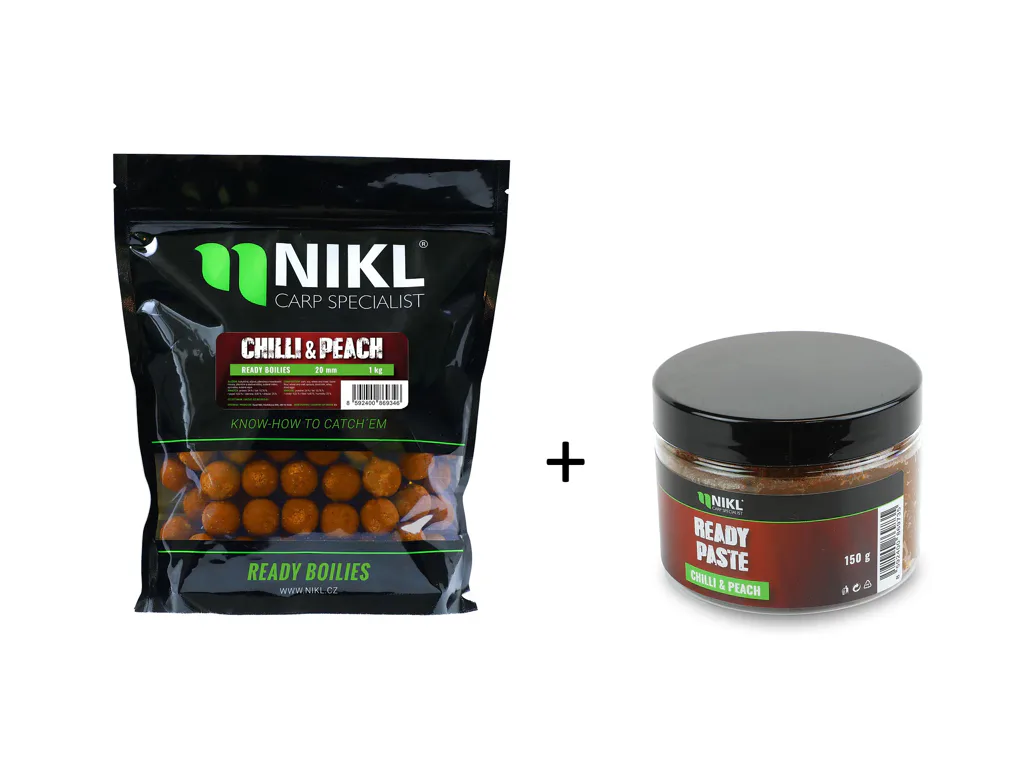 Nikl Ready boilie 20mm, 1kg + Ready pasta Chilli &amp; Peach