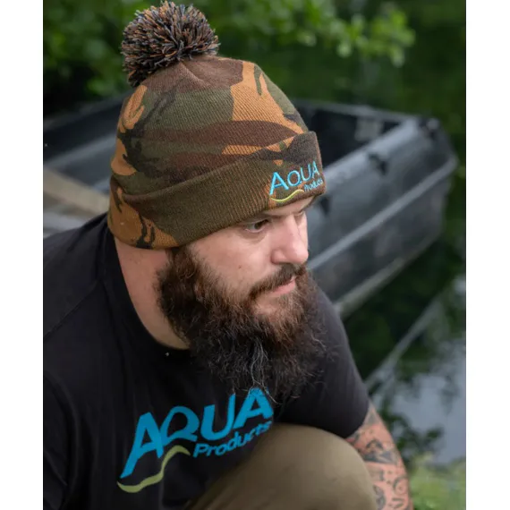 Aqua Camo Bobble Hat